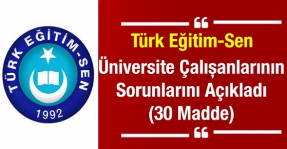 Türk Eğitim-Sen Üniversite Çalışanlarının Sorunlarını Açıkladı (30 Madde)