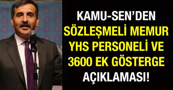 Türkiye Kamu Sen'den sözleşmeli memura kadro, yardımcı hizmetler sınıfı, 3600 ek gösterge ve vergi dilimi açıklaması