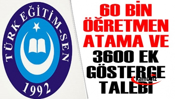Türk Eğitim Sen'den 60 Bin Öğretmen Atama ve 3600 Ek Gösterge Talebi