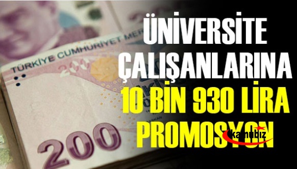 Üniversitesi çalışanlarına 10 bin 930 lira banka promosyonu